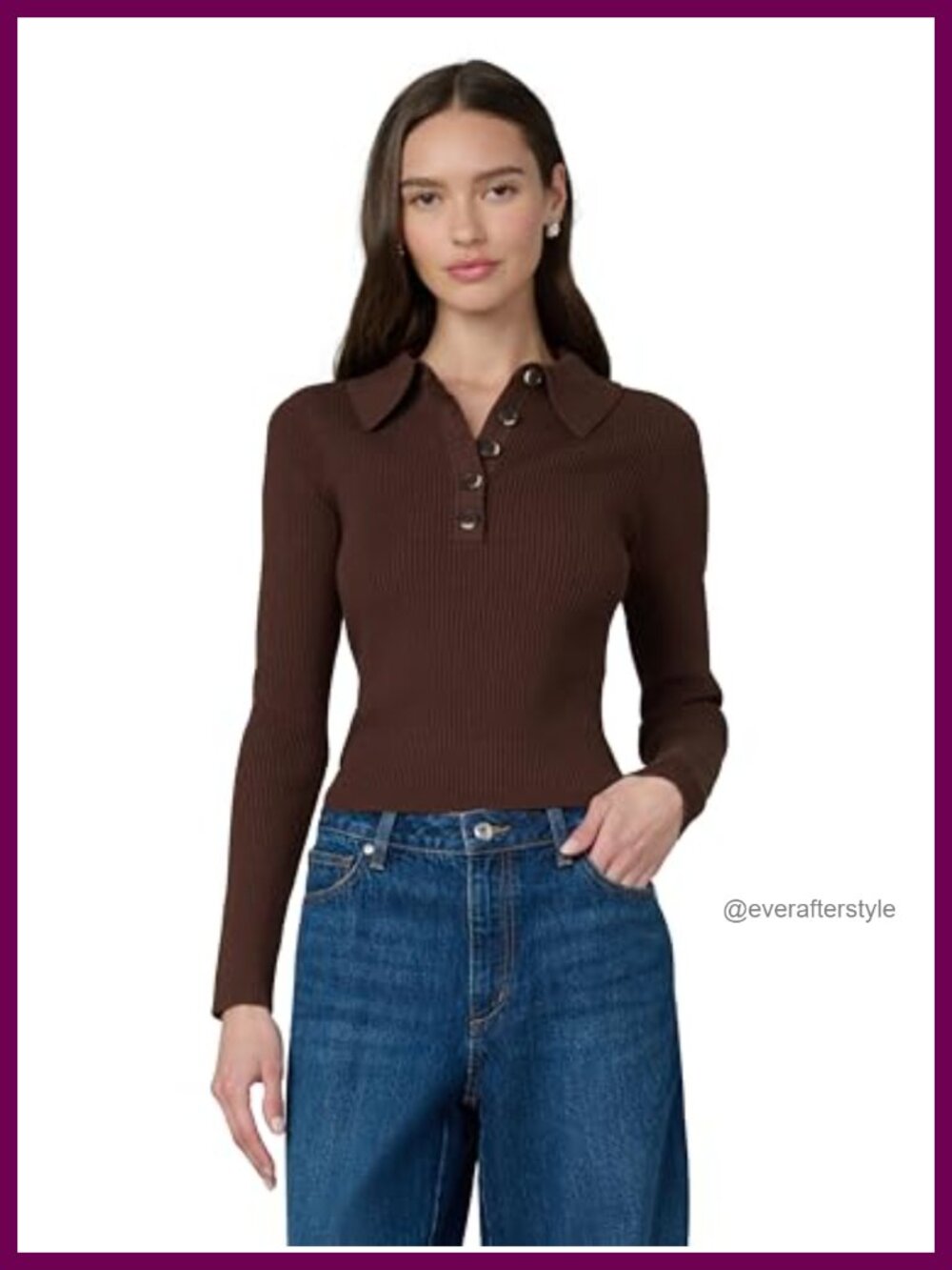 Polo Sweater Long Sleeve Modal Blend Slim Fit Collared Pullover